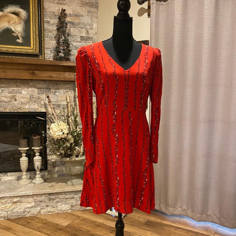 A LOVES A Red & Black Lined CLASSY Dress Long Sleeve Size 8 MSRP $158